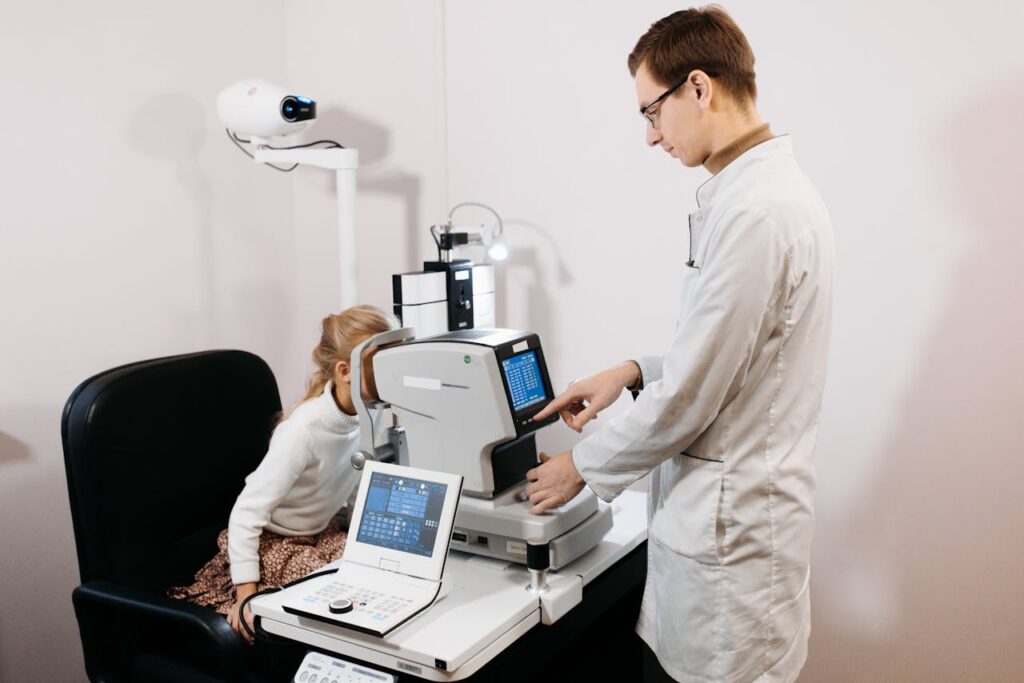 A Child Getting an Eye Examination